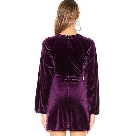 NWT! Lovers + Friends Nettie Velvet Purple Long Sleeve Mini Dress! - Picture 2 of 8